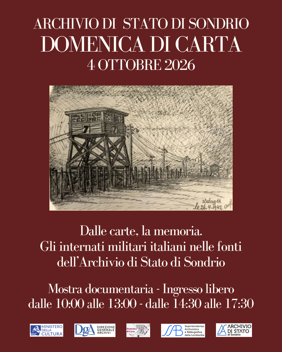 Domenica di carta 2026 – Mostra documentaria: “Dalle carte, la memoria. Gli internati militari italiani nelle fonti dell’Archivio di Stato di Sondrio”